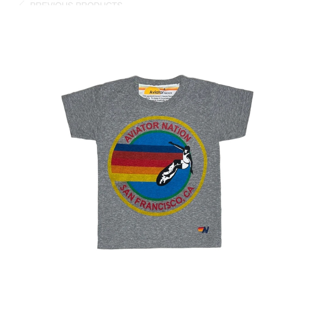 Aviator Nation Kids Gray Tee with Colorful Logo